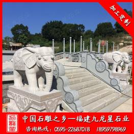 石雕六牙大象 寺院門(mén)口六牙大象