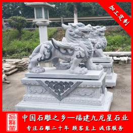 湖北石雕貔貅廠家 一對石雕貔貅擺放 貔貅神獸雕刻