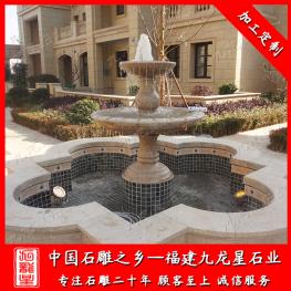 大理石石雕噴泉廠(chǎng)家雕刻 庭院大號(hào)型石材噴泉水缽