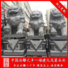 公司門口石獅子廠家雕刻 精美石雕獻錢獅 石材北京獅子
