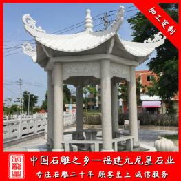 新農村村口石材涼亭 六角石涼亭廠家安裝