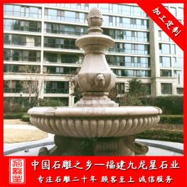 石雕水缽噴泉效果圖 湖南石材噴泉水缽定做款式